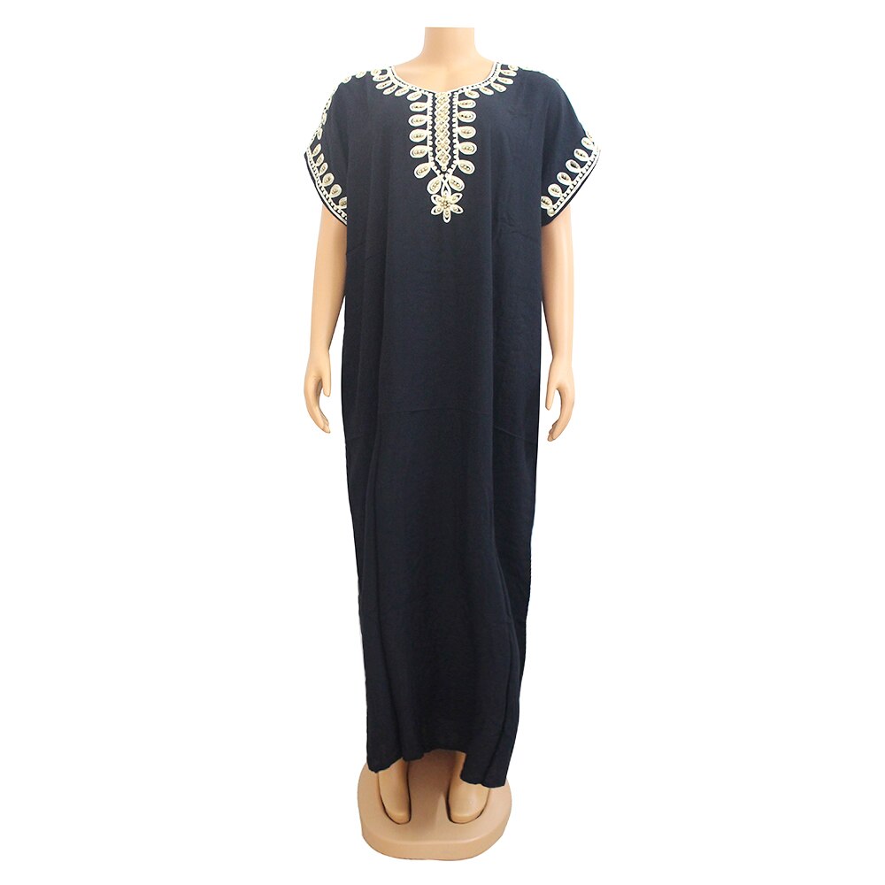 African Dresses for Women Ethnic Style Beading Solid African Clothes Bazin Vestidos Dashiki Africa Beach Dress: Black / XXL