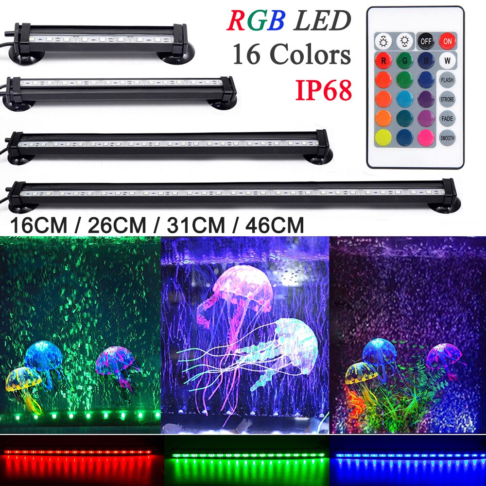 Light Submersible Light Fish Tank Light RGB Bar Air Bubble Lamp Submersible Waterproof Aquarium Fish Aquatic Pet Lighting D25