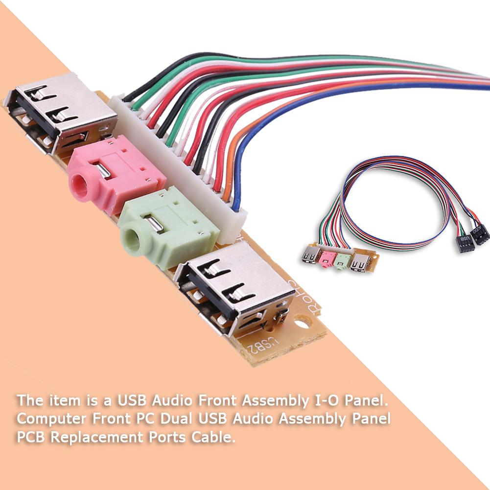 2 USB 2.0 PC Computer Case Front Panel USB Audio Jacks Port Desktop PC USB Extension Wire for Microphone Earphone Cable Cord