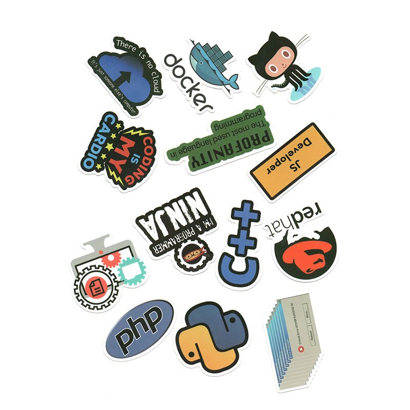 50pcs/set Linux Programming Language Stickers Cute Sticker Jave Js PHP Python Geeks Stationery Sticker Computer DIY Tools