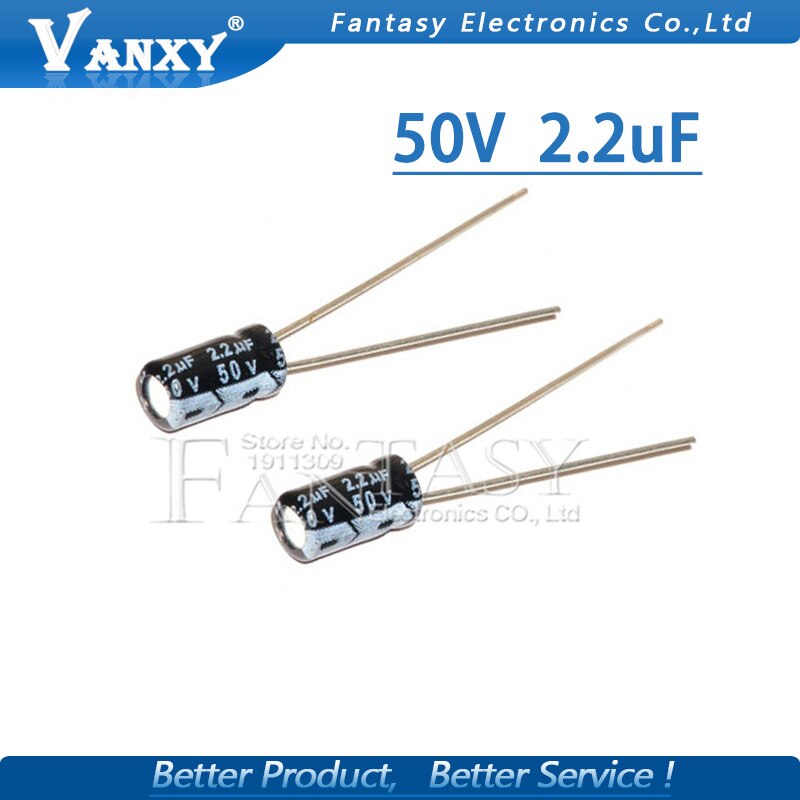 50 Uds 50V2.2UF 4*7mm 2,2 UF 50V 4*7 condensador electrolítico
