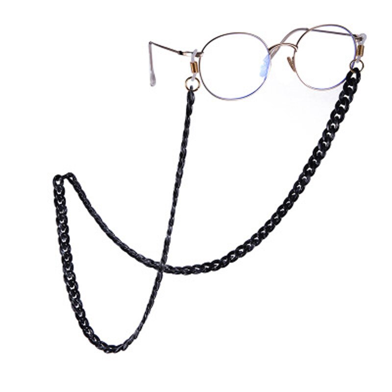 Glasses Chain Alligator Clip Crystal Sunglasses Glasses Lanyard Mask Glasses Chain Dual-use Personality Handmad: black