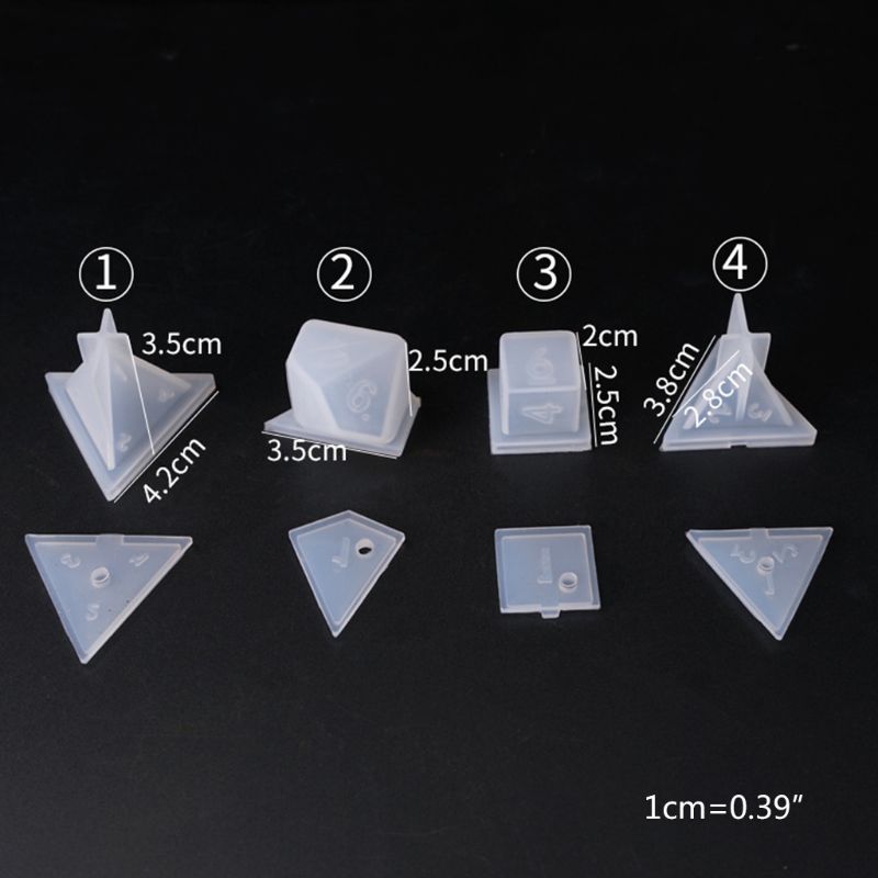 DIY Crystal Epoxy Mold Dice Fillet Shape Multi-spec Digital Game High Mirror Silicone Mould Making Accessories