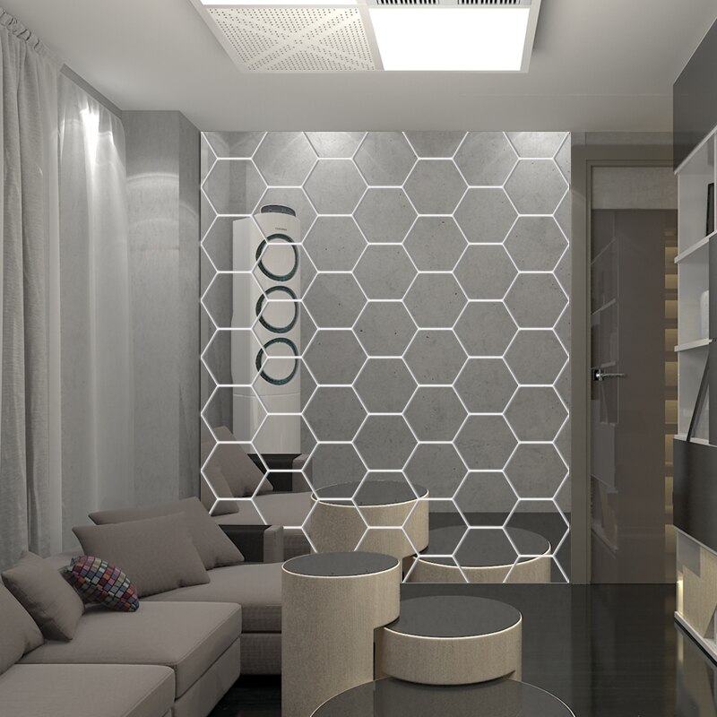 Espejo hexagonal 3D geométrico para decoración del hogar, pegatina de pared para agrandar la sala de estar, seguridad extraíble, 4 tamaños, 12 Uds.