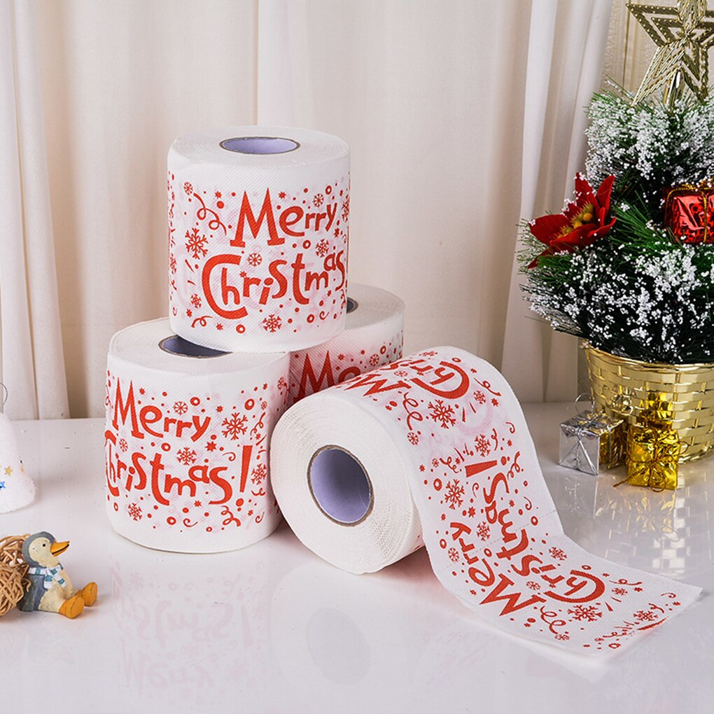 Wood Pulp Toilet Roll Paper Home Santa Claus Bath Toilet Roll Paper Christmas Supplies Xmas Decor Tissue Roll