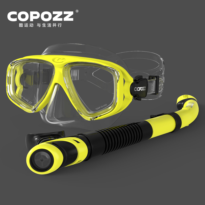 COPOZZ-mascarilla de buceo , sin empañamiento, snorkel, gafas de buceo, sello, máscara de vidrio templado para buceo, gafas para hombres y mujeres: Gris claro