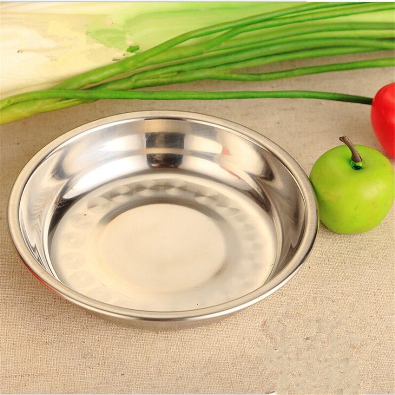 Rustfrit stål slidbestandigt uddyb rund tallerken måltid tallerken suppe tallerken bestik fad dessert tallerkener