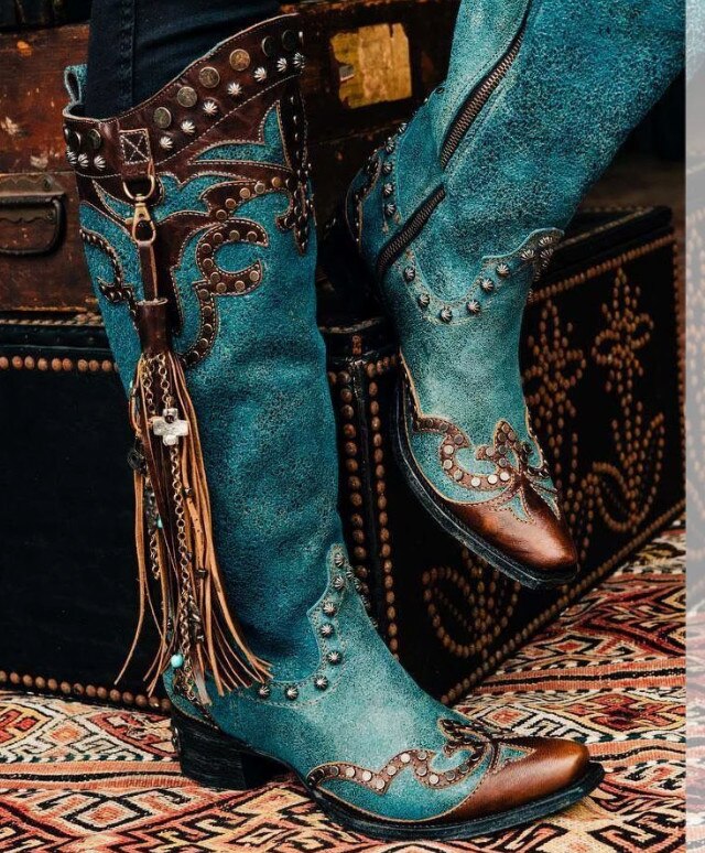 MWbetsy Mannen Knie Hoge Boot Lage Hakken Vintage Unisex Lange Boot