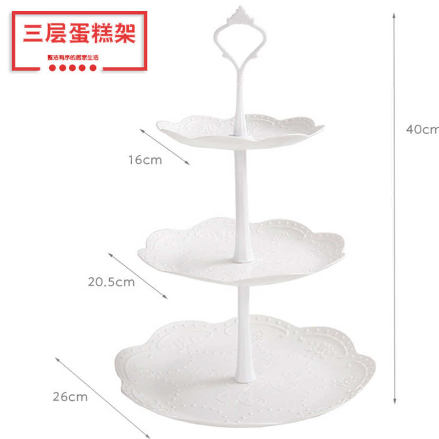 3 Tier Plastic Cake Stand Afternoon Tea Wedding Plates Party Tableware Bakeware Cake Shop Cake Rack Fruit Food Serving Tool: Round 1