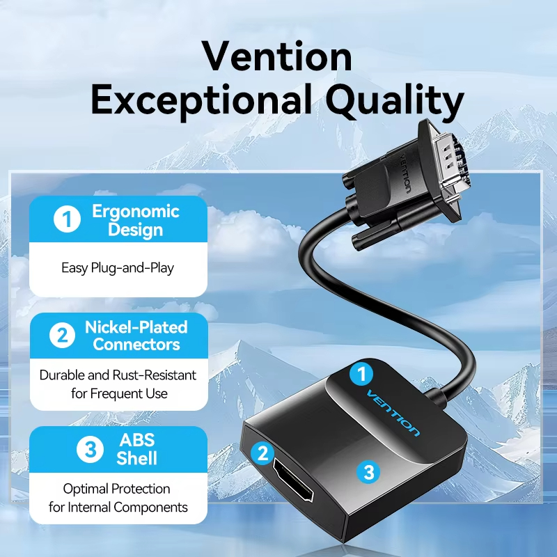 Ventie VGA naar HDMI adapter Met Audio Ondersteuning 1080P Voor PC Laptop naar HDTV Projector Video Audio Converter vga hdmi converter 1m