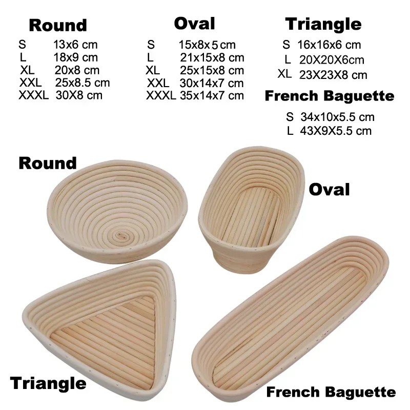5/8pcs Natural Bread Banneton Proofing Basket Oval Round Rattan Wicker Dough Sourdough Baskets Cane Baking Fermentation