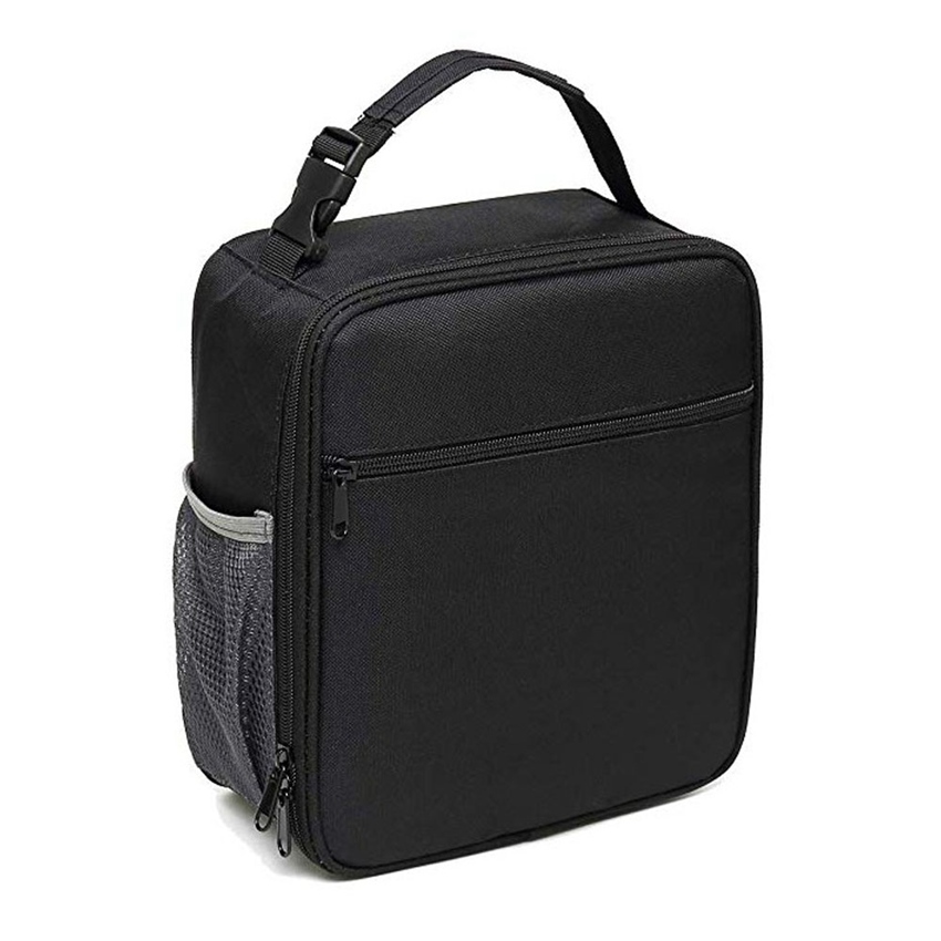 Heopono Fitness Food Grade PEVA BPA free Detachable Handle Branded 600D Polyester Thermal Insulated Cooler Lunch Bag Portable: Black