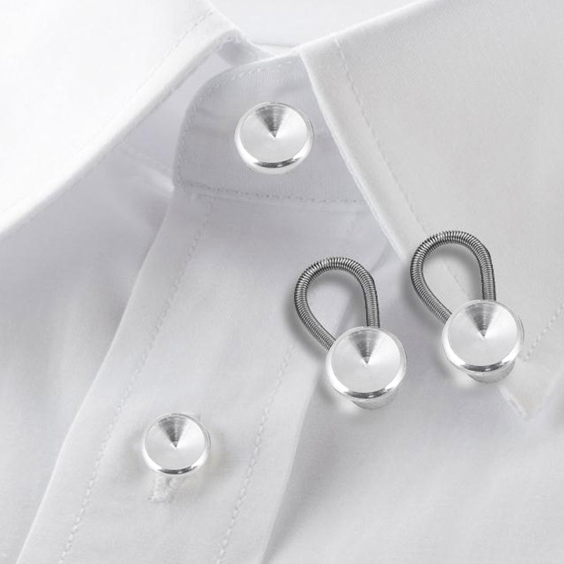 1pc/6 stk krave forlængere metal knapper jeans bukser talje stretch skjorte jakkesæt binde hals udvidere fleksibel lås forlænge spænde