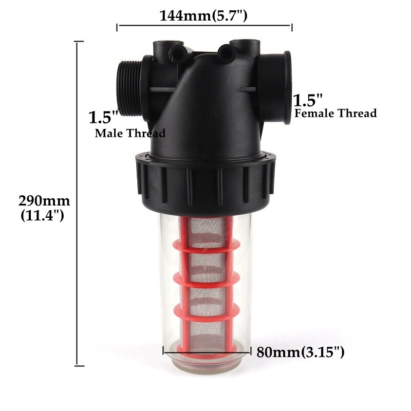 Filtro de agua transparente de 2 ", filtros de tubería Visible, elemento de filtro de acero inoxidable, filtro de Micro irrigación, filtros de flujo más grandes