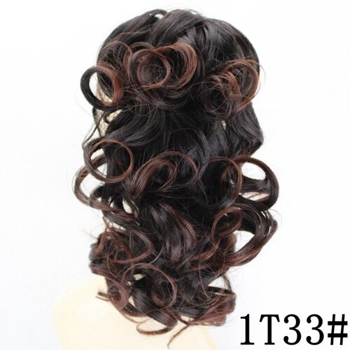 JOY&BEAUTY 12inch Curly High Temperature Fiber Synthetic Hair Pony Tail Hairpiece Clip In Hair Extensions Claw Ponytail 6 color: T1B/30
