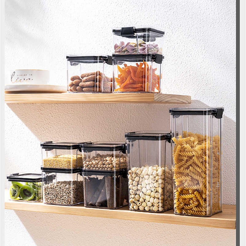 Airtight Food Storage Containers Set with Lids Plastic Dry Food Canisters for Kitchen Pantry Organization and Storage fridge can