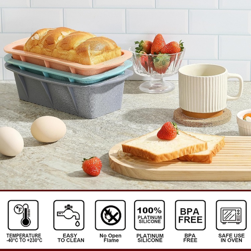Molde rectangular de silicona para pan, molde para pan tostado, molde cuadrado largo para hornear para platos