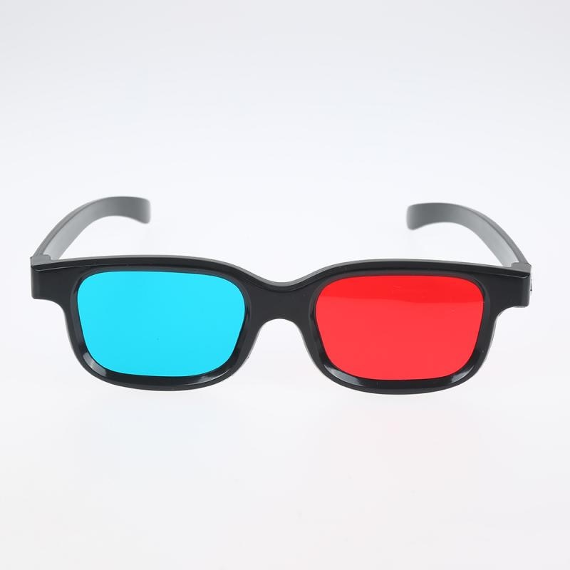 Gafas de plástico 3D Universal azul de rojo marco negro para anaglifo Dimensional TV película DVD Game vision/cinema