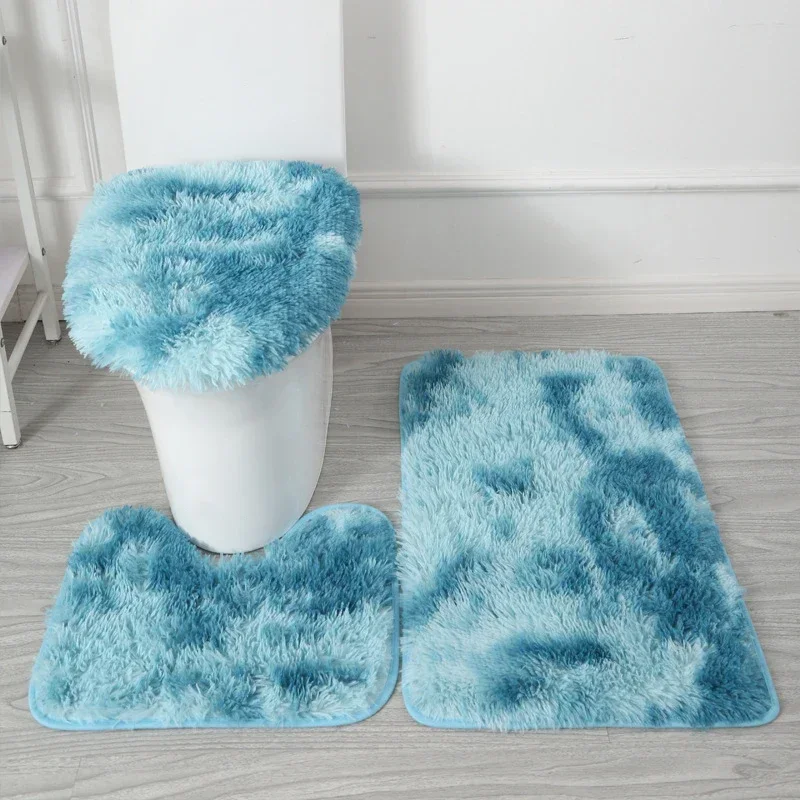 Anti-slip Bathroom Mat Set Luxurious 3-piece Bathroom Rug Set with Non-slip Backing Super Soft Microfiber for Toilet for Modern: light green
