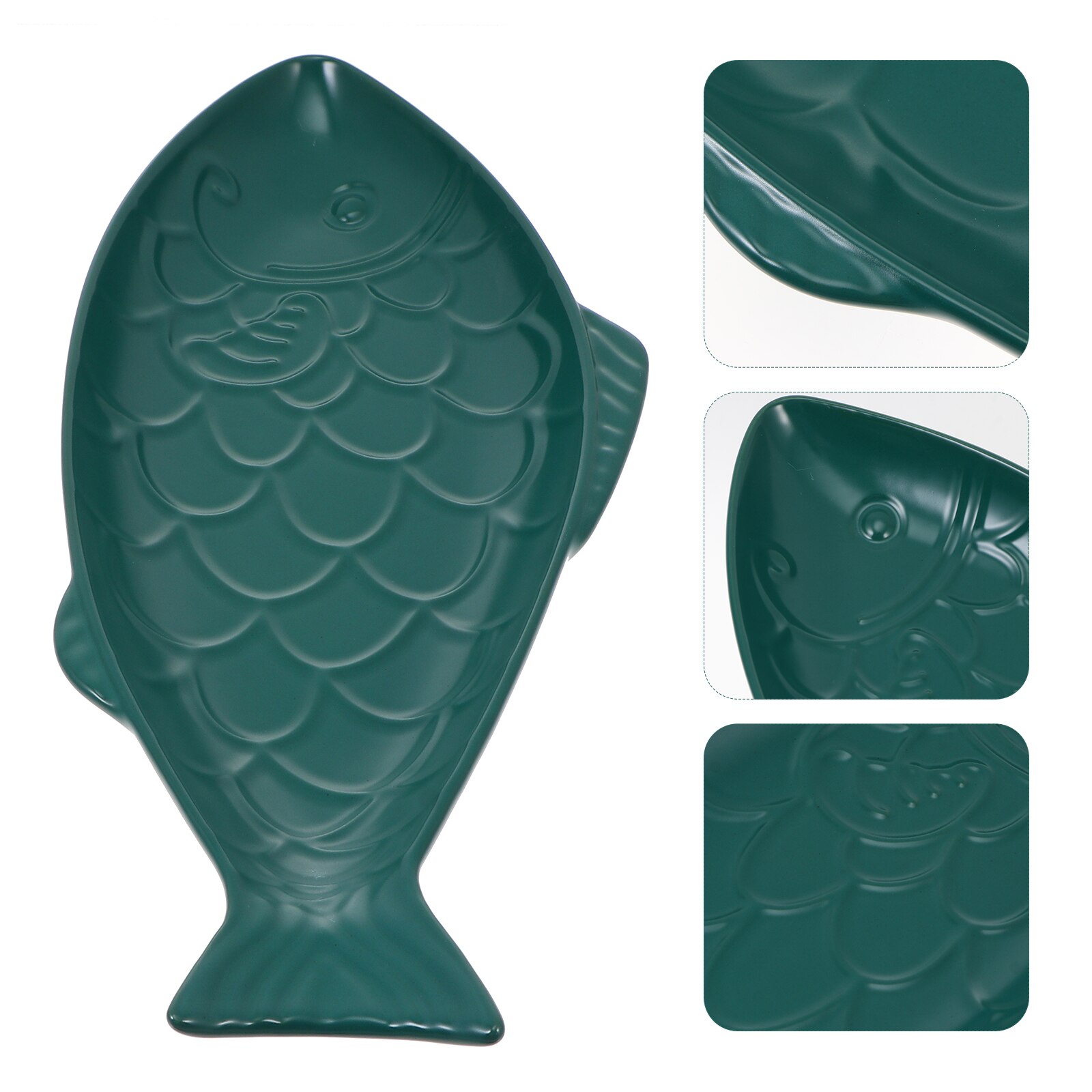 Assiette à motif de poisson en céramique, plateau à nourriture, fourniture de vaisselle de Restaurant créative: Green