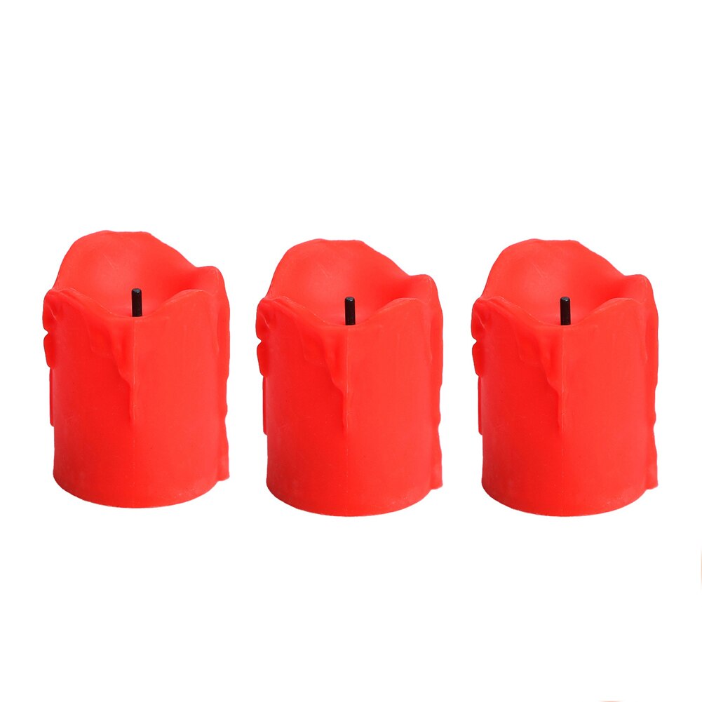 LED Candle Lights, Flameless Candle Lamp Battery Operated Tea Light Simulation Flame Plastic Flickering Tears Candle Light: Red 3pcs