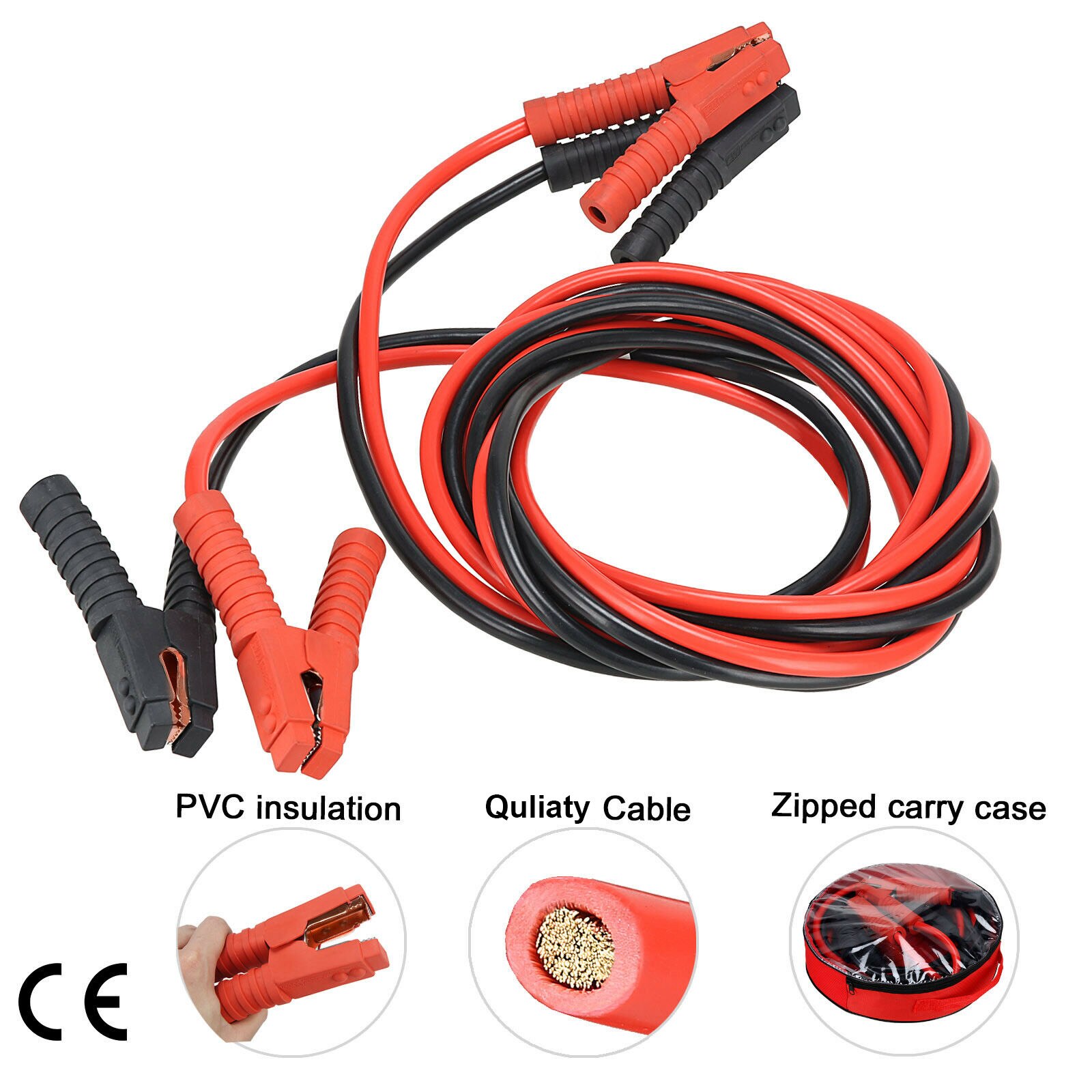 2500A 3000AMP 5000A Booster Cables Gauge Jumper Leads Heavy Duty Car Van Clamps Start