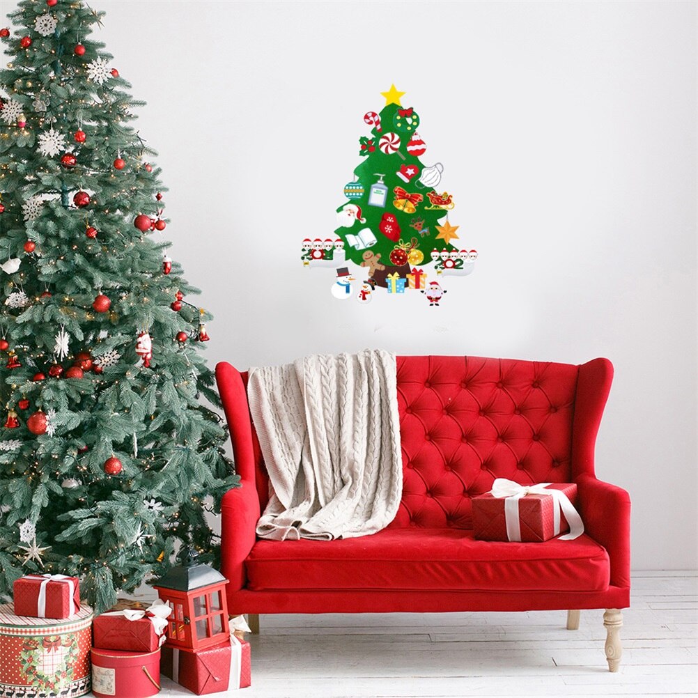 Year Christmas Tree DIY Vinyl Wall Stickers Glass Window Home Decor Art Decals 3D Wallpaper Decorations For Home