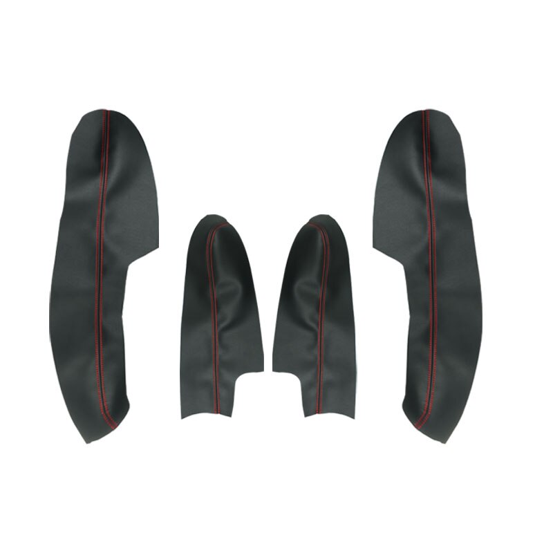 Paneles de puerta Interior de cuero de microfibra, cubiertas de superficie de reposabrazos, embellecedor protector para Nissan Qashqai J11: Black with red line