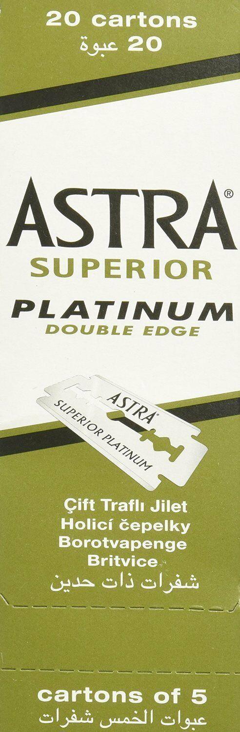 100 Uds 100 Astra hoja de afeitar superior de platino con doble filo de seguridad, afeitadora, cuchilla de afeitar