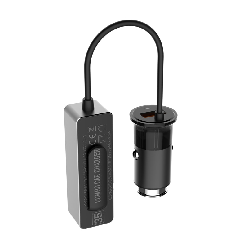 LDNIO USB Car Charger 4 Ports FAST QC3.0+2.4A+3.1A Universal USB Fast Adapter with 120CM Extension Cord Cable for MPV Car Phone