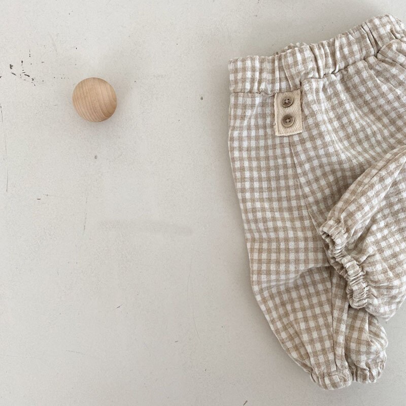 Pantalon ample à carreaux pour bébé, en coton, décontracté, à la , pour fille et garçon, Harem, vêtements pour tout-petits, printemps été 2022: apricot / 6-9M 73cm