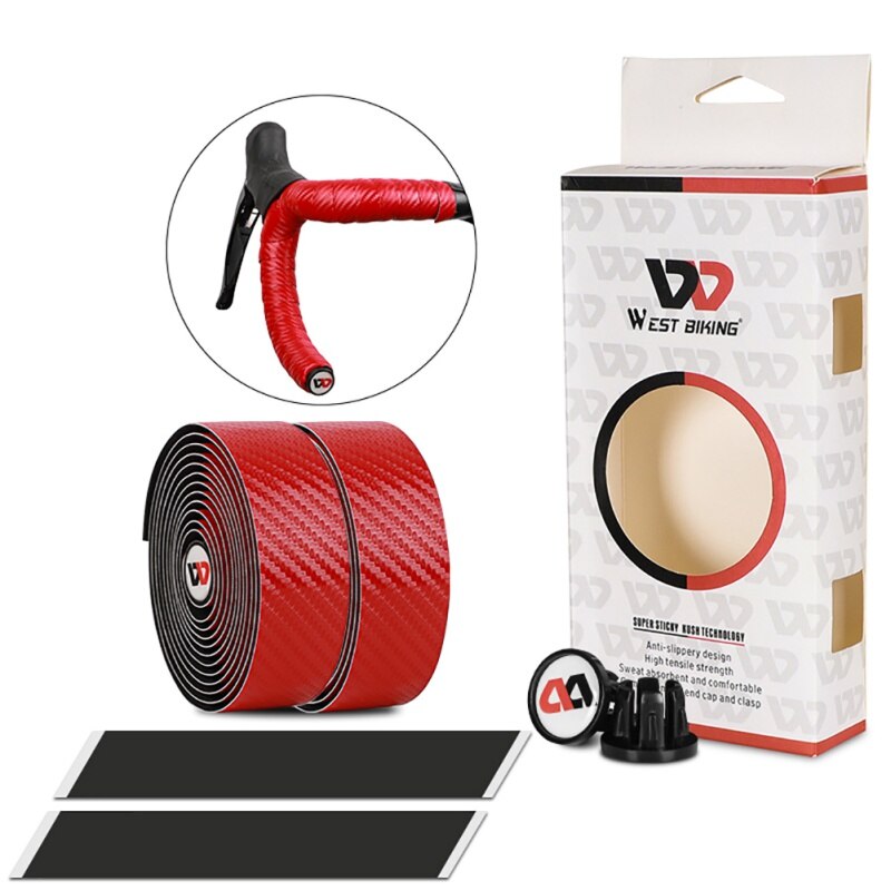 2 stuks fiets kurk stuurlinten fiets demping anti-vibratie wrap race mountainbike stuur kurk stuurlint n: Rood