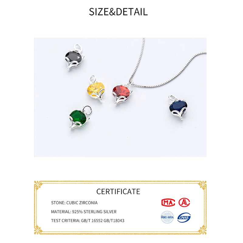 MEETSOFT Trendy S925 Sterling Silver Fox Colorful Zircone anmials Pendenti E Ciondoli Speciale di FAI DA TE Fatti A Mano Monili Pandent Accessori