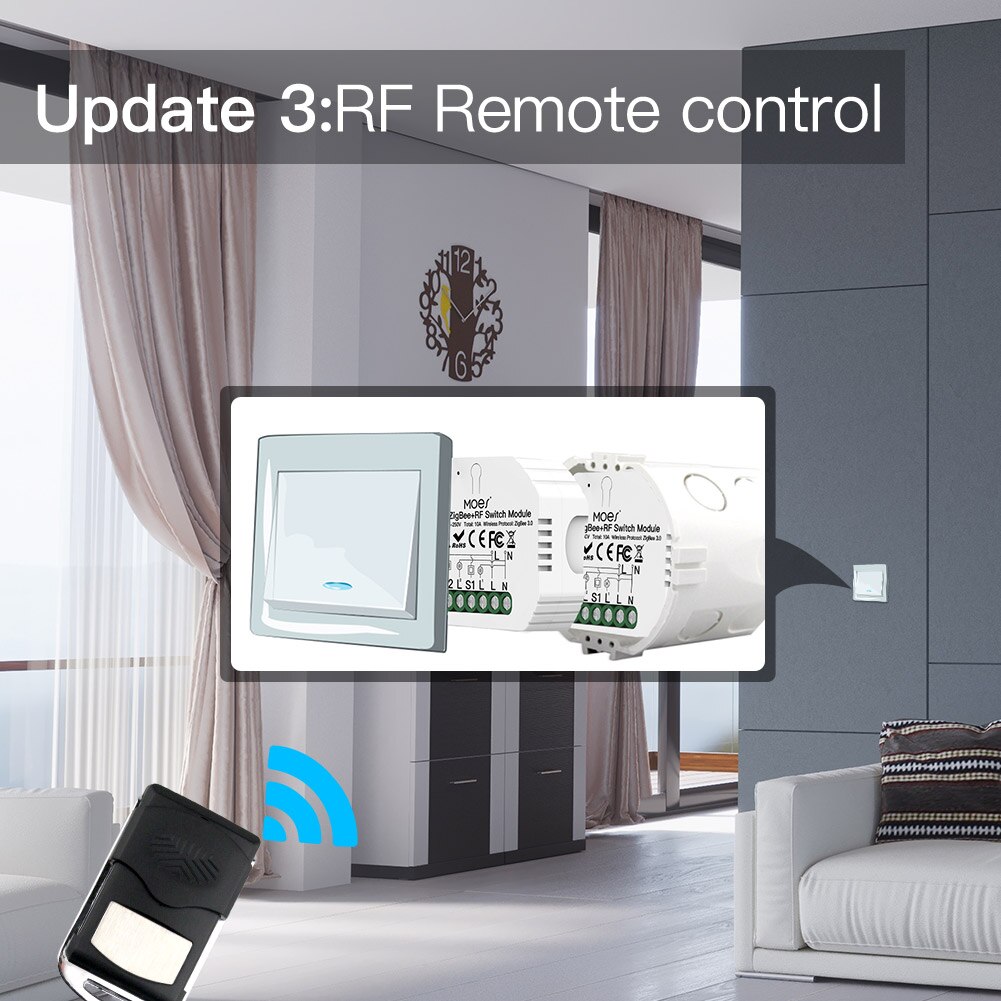 MOES ZigBee 3.0 slimme lichtschakelaar relaismodule 1/2/3 gang Smart Life/Tuya-bediening, 2MQTT-opstelling met Alexa Google Home Yandex