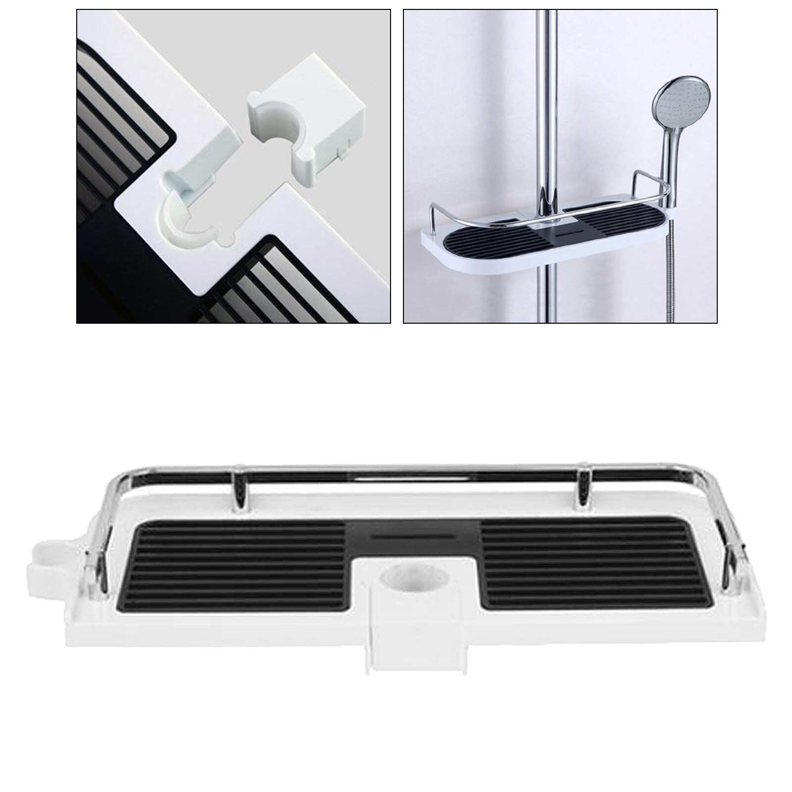 Multifunctionele douchecaddy badkamerplank organizer douchestang ladehouder eenvoudig te installeren