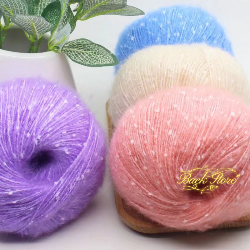 50g/roll Snow Point Mohair Cashmere Knitting Yarn Sequin Wool Mohair Yarn Line Baby Scarf Hat Doll Soft Line Crochet Yarn Thread