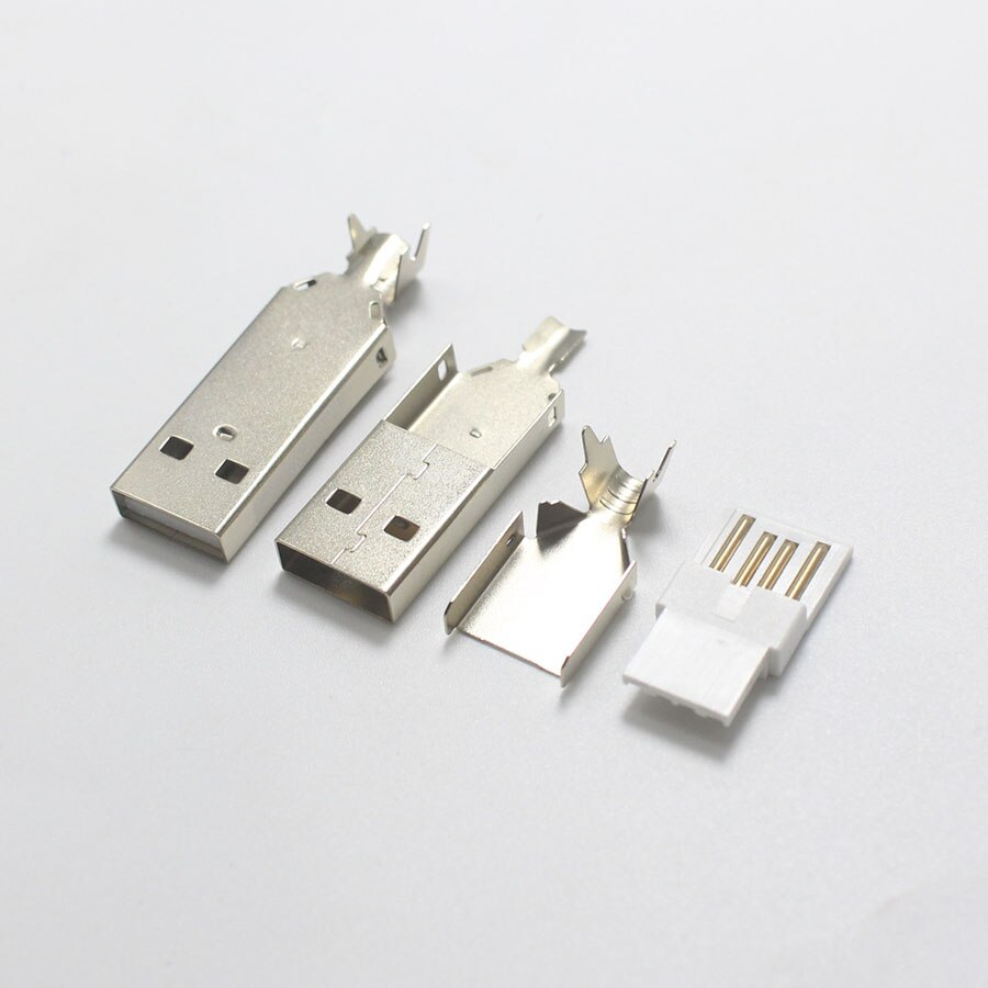 1/2/5sets USB 2.0 Type A Welding Type Male Plug Nickel/Gold Plated Connectors usb-A Tail Socket 3 in 1 DIY Adapter: Nickel Plated / 1set