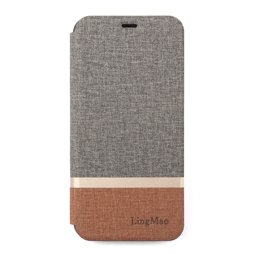 Hand Made for Vernee Mix 2 Case Luxury Leather Flip Case Vernee Mix 2 Protective Wallet Phone Cover for Vernee Mix 2 Coque Funda: gray with brown