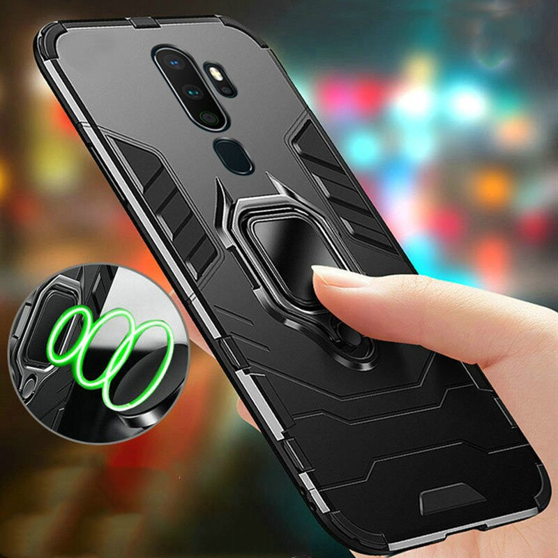 TeppKa Armor Shockproof Ring Houder Case Voor OPPO A9 A5 Case Hard PC Soft TPU Hybrid Back Beschermende cover