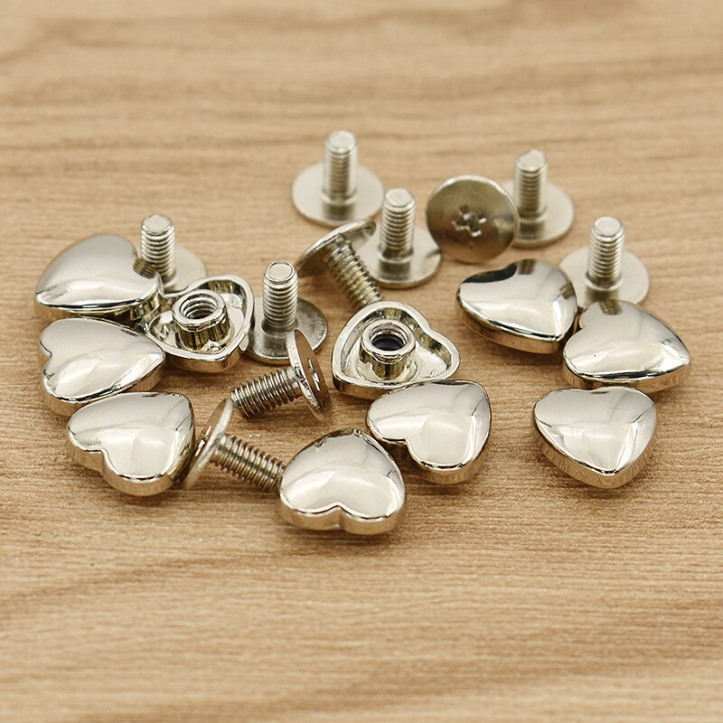 10 Sets Klinknagel Spike Studs Schroeven Zak Decoratie Hartvorm Punk Spots DIY Leathercraft Legering Bagage Accessoires