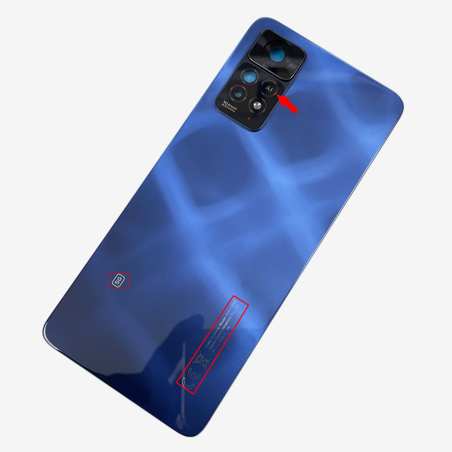 A+++ for xiaomi redmi note 11 pro 4g / 5g batteri bakdeksel glass redmi note 11e pro bakdør erstatningsdeksel lim: Mørke blå
