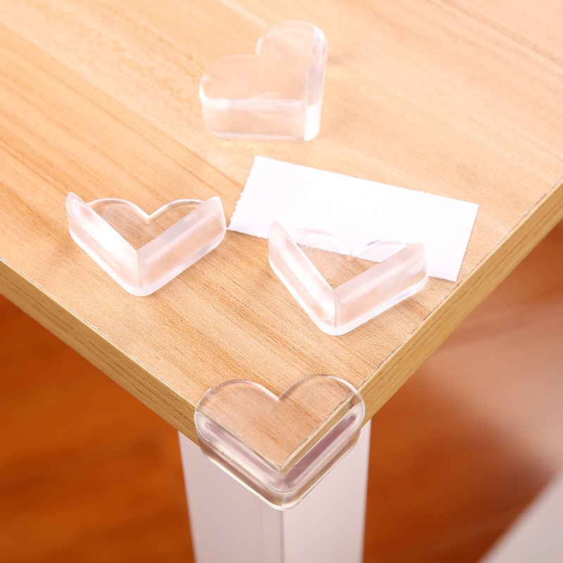 4PCS/Lot Love Shape Transparent Baby Safety Silicone Protector Kids Table Edge Cover Children Furniture Table Corner Guards: Default Title