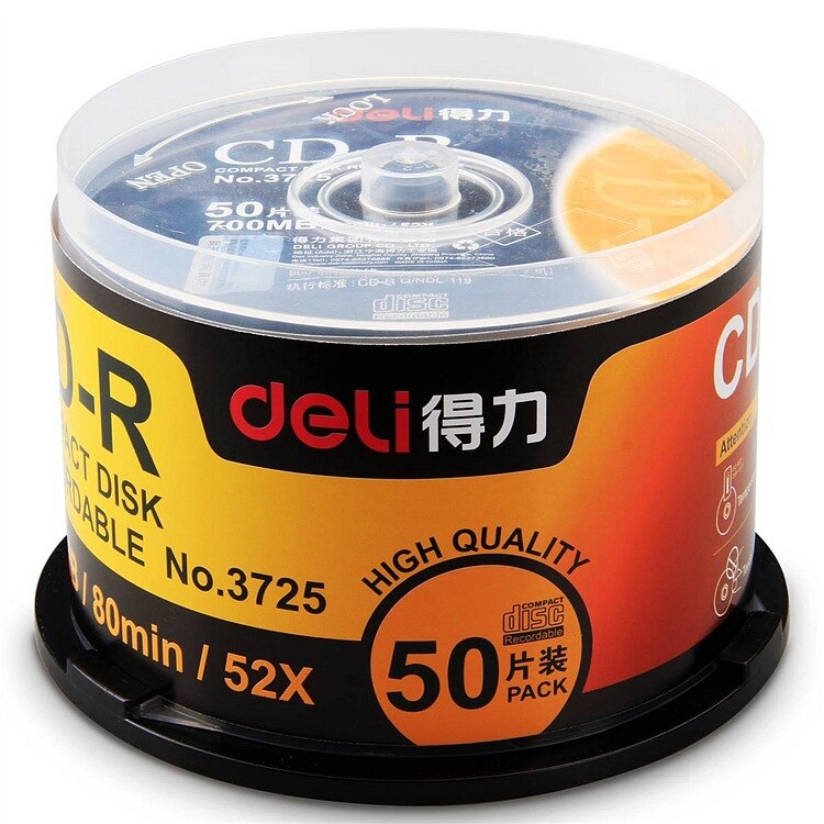 Deli 4PCS/LOT 3725 CD-R Blank Discs Recordable Compact Disc 700MB/80min/52x CD-R BLANK Discs Single Piece Office Supplies