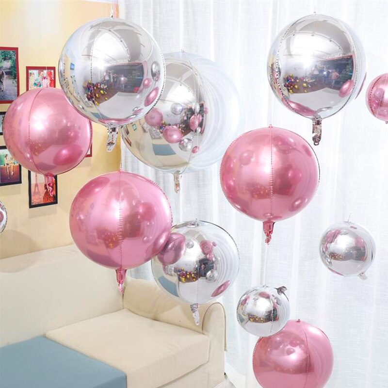 Globos metalizados redondos 4D dorados de 32 pulgadas, globos metalizados de helio, espejo metálico, suministros para Decoraciones de de cumpleaños y bodas, 1 Uds.