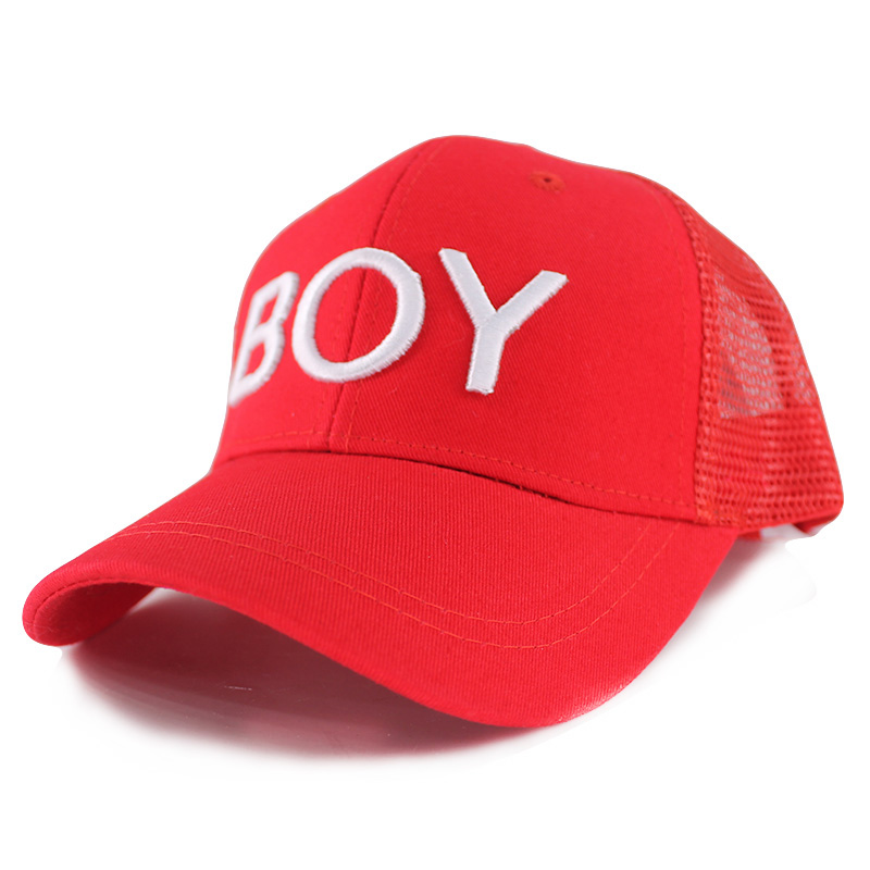 Child Summer Ventilation Boys Baseball Cap For Kids Colorful Cool Children Letter Hat Caps Adjustable Girl Hats: Red