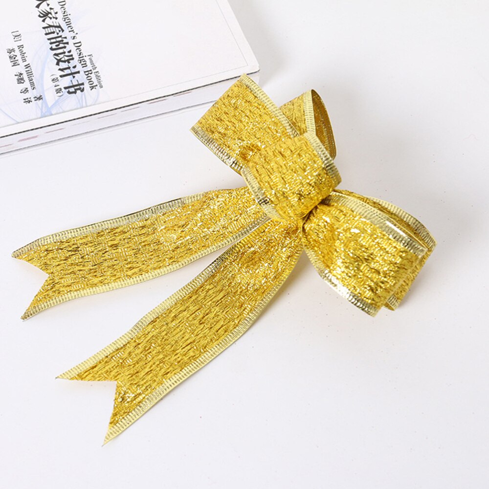 5 stuks/pak glinsterende stoffen kerstlint strik knoop lint ornamenten voor kerstboom decoratie (rood): Gouden