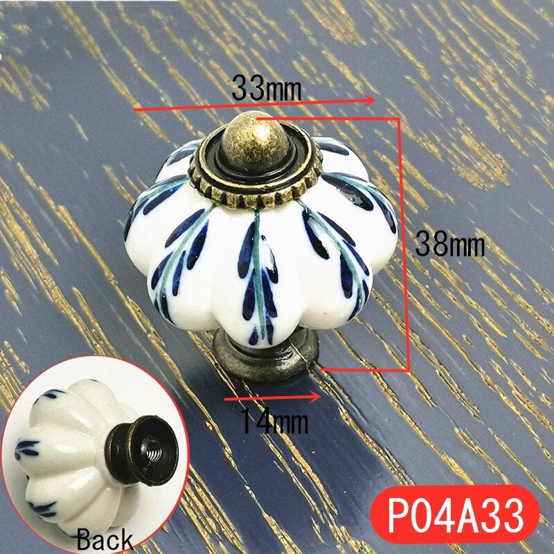 5PCS Hand Painted Ceramic Cabinet Knobs Drawer Cupboard Door Handles Wardrobe Children Room Pull Furniture Handle: P04A33