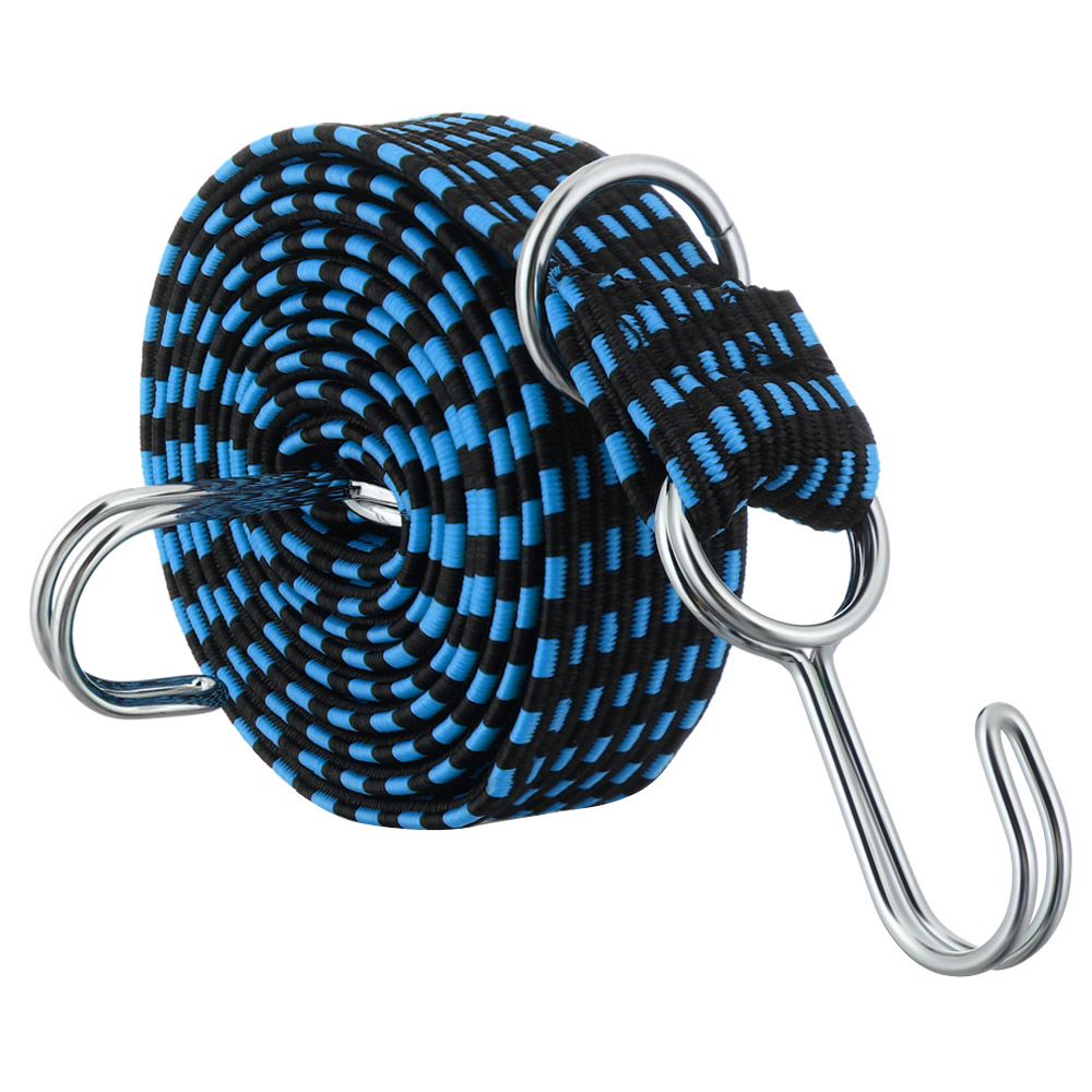 Elástico de borracha bagagem corda cabo ganchos bicicletas corda gravata bagagem telhado rack cinta banda fixa gancho acessórios da motocicleta: Azul