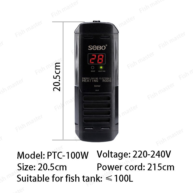 Fish tank heating rods PTC heating rods to cut off the water and power off the constant temperature aquarium frequency heater: SOBO PTC 200W / AU adapter plug