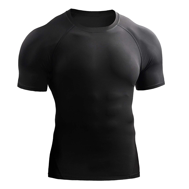 Kompressions-t-shirt herr sommar sportkläder löpar-t-shirt elastisk snabbtorkande sporttoppar t-shirt atletisk gym träningströjor herr: Xxxl / Beige
